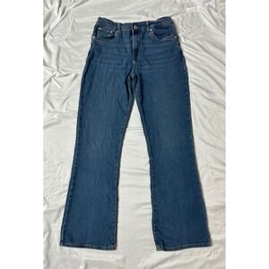 Levis 726 High Rise Flare Jeans Womens 16 Medium Wash Blue Denim Pants Wide Kick